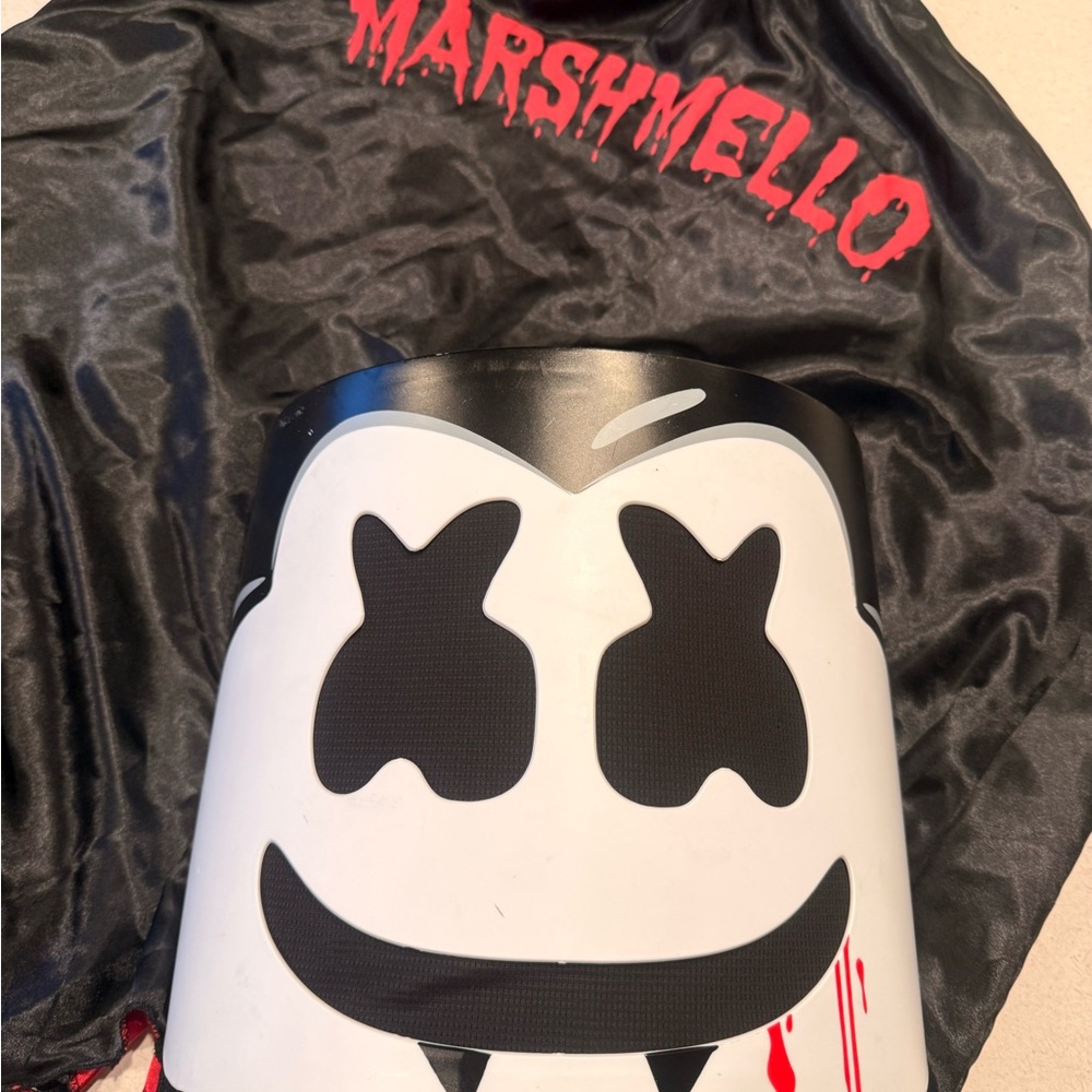 Marshmello Costume Mask with Logo Cape